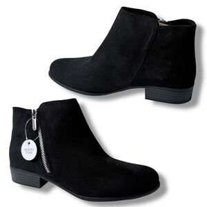 Sonoma Goods For Life Osmona Black Faux Suede Memory Foam Ankle Booties Girls 6